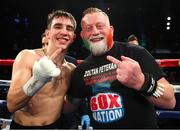 17 March 2018; Michael Conlan, left, celebrates with cutman Andy O'Neill after defeating David Berna in their super bantamweight bout at The Theater at Madison Square Garden in New York, USA. Mikey Williams / Top Rank / Sportsfile