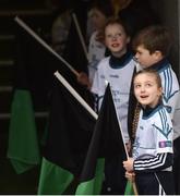 17 March 2018: AIB flagbearer Ebany Crotty, age 9, who won an AIB flag bearer competition to wave on Nemo Rangers at the AIB Senior Football Club Championship Final between Corofin and Nemo Rangers at Croke Park on St. Patrick's Day. For exclusive content and behind the scenes action of the AIB GAA & Camogie Club Championships follow AIB GAA on Facebook, Twitter, Instagram and Snapchat and www.aib.ie/gaa. Photo by David Fitzgerald/Sportsfile