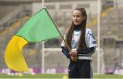17 March 2018: AIB flagbearer Eilish Horan, age 11, who won an AIB flag bearer competition to wave on Nemo Rangers at the AIB Senior Football Club Championship Final between Corofin and Nemo Rangers at Croke Park on St. Patrick's Day. For exclusive content and behind the scenes action of the AIB GAA & Camogie Club Championships follow AIB GAA on Facebook, Twitter, Instagram and Snapchat and www.aib.ie/gaa. Photo by David Fitzgerald/Sportsfile