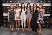 18 March 2018; In attendance are from left, Lucy McCartan, Heather Payne, Niamh Farrelly, Alex Kavanagh, Tiegan Ruddy and Sadhbh Doyle during the 3 FAI International Awards at RTE Studios in Donnybrook, Dublin. Photo by Seb Daly/Sportsfile