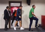 22 March 2018; Manager Martin O'Neill and Seamus Coleman arrive for a press conference at Antalya Stadium in Antalya, Turkey. Photo by Stephen McCarthy/Sportsfile