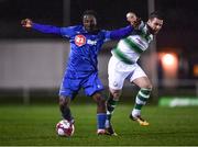 23 March 2018; Stanley Aborah of Waterford in action against Brandon Miele of Shamrock Rovers during the SSE Airtricity League Premier Division match between Waterford and Shamrock Rovers at the RSC in Waterford.  Photo by Seb Daly/Sportsfile