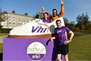 24 March 2018; David Gillick with Race Director Séamus Carrie and VHI representative Niamh Walker at the Oldbridge parkrun where Vhi hosted a special event to celebrate their partnership with parkrun Ireland. Vhi ambassador and Olympian David Gillick was on hand to lead the warm up for parkrun participants before completing the 5km free event. parkrunners enjoyed refreshments post event at the Vhi Relaxation Area where a physiotherapist took participants through a post event stretching routine. parkrun in partnership with Vhi support local communities in organising free, weekly, timed 5k runs every Saturday at 9.30am. To register for a parkrun near you visit www.parkrun.ie. Battle of the Boyne Visitor Centre, Co Meath. Photo by Piaras Ó Mídheach/Sportsfile