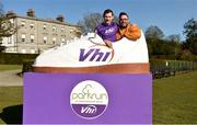 24 March 2018; David Gillick with Race Director Séamus Carrie at the Oldbridge parkrun where Vhi hosted a special event to celebrate their partnership with parkrun Ireland. Vhi ambassador and Olympian David Gillick was on hand to lead the warm up for parkrun participants before completing the 5km free event. parkrunners enjoyed refreshments post event at the Vhi Relaxation Area where a physiotherapist took participants through a post event stretching routine. parkrun in partnership with Vhi support local communities in organising free, weekly, timed 5k runs every Saturday at 9.30am. To register for a parkrun near you visit www.parkrun.ie. Battle of the Boyne Visitor Centre, Co Meath. Photo by Piaras Ó Mídheach/Sportsfile