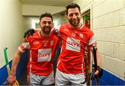 24 March 2018; Oisín Gough, left, and Shane Stapleton of Cuala celebrate on their way back to the dressing room after the AIB GAA Hurling All-Ireland Senior Club Championship Final replay match between Cuala and Na Piarsaigh at O'Moore Park in Portlaoise, Laois. Photo by Piaras Ó Mídheach/Sportsfile