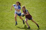 25 March 2018; Fiona Coyle of Westmeath in action against Katie Duffy of Monaghan during the Lidl Ladies Football National League Division 1 Round 6 match between Monaghan and Westmeath at St Tiernach's Park in Clones, Monaghan. Photo by Philip Fitzpatrick/Sportsfile