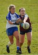25 March 2018; Amie Giles of Westmeath in action against Ciara McAnespie of Monaghan during the Lidl Ladies Football National League Division 1 Round 6 match between Monaghan and Westmeath at St Tiernach's Park in Clones, Monaghan. Photo by Philip Fitzpatrick/Sportsfile