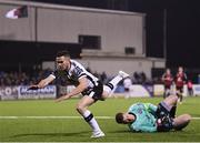 30 March 2018; Shane Supple of Bohemians saves from Michael Duffy of Dundalk during the SSE Airtricity League Premier Division match between Dundalk and Bohemians at Oriel Park in Louth. Photo by Stephen McCarthy/Sportsfile