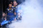 1 April 2018; Matchday mascots Larry O’Neill, from Dublin, and Abi McLoughlin, from Ratoath, Co. Meath, with Leinster captain Isa Nacewa prior to the European Rugby Champions Cup quarter-final match between Leinster and Saracens at the Aviva Stadium in Dublin. Photo by Ramsey Cardy/Sportsfile