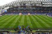 1 April 2018; Both teams make their way on to the pitch ahead of the European Rugby Champions Cup quarter-final match between Leinster and Saracens at the Aviva Stadium in Dublin. Photo by Sam Barnes/Sportsfile