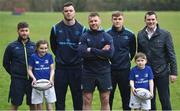 4 April 2018; Leinster players, Sean O'Brien, centre, James Ryan, left, and Garry Ringrose pictured with, from left, Ken Moore, Leinster Summer Camp Co-Ordinator, Ava Boland, age 10, and Nick Boland, age 7, from De La Salle Palmerstown RFC and Rory Carty, Head of Youth Banking at Bank of Ireland at the 2018 Bank of Ireland Leinster Rugby Summer Camp Launch held in De La Salle Palmerston RFC in Dublin. For further details please see: leinsterrugby.ie/camps. Photo by David Fitzgerald/Sportsfile