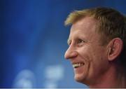 6 April 2018; Head coach Leo Cullen during the Leinster Rugby press conference at Leinster Rugby HQ in Dublin. Photo by David Fitzgerald/Sportsfile