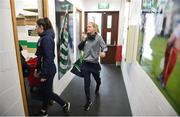 6 April 2018; Diane Caldwell of Republic of Ireland arrives prior to the 2019 FIFA Women's World Cup Qualifier match between Republic of Ireland and Slovakia at Tallaght Stadium in Tallaght, Dublin. Photo by Stephen McCarthy/Sportsfile