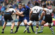 7 April 2018; Dan Leavy of Leinster is tackled by Valerio Bernabò, left, Gabriele Di Giulio, centre, and Faialaga Afamasaga of Zebre during the Guinness PRO14 Round 19 match between Leinster and Zebre at the RDS Arena in Dublin. Photo by Ramsey Cardy/Sportsfile