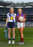 11 April 2018; The Lidl All Ireland Post Primary Schools Finals were launched today at Croke Park. The finals will be contested at Senior and Junior levels, with three finals in each grade. It’s an all-Loreto decider in the Senior A final, with Loreto (Clonmel, Tipperary) meeting Loreto (Cavan). Meanwhile, Glenamaddy (Galway) will play Presentation, Thurles (Tipperary) in the senior B final and in the senior C decider, Coláiste Bhaile Chláir, Claregalway (Galway) will take on Scoil Mhuire, Trim (Meath). Loreto (Cavan) are also in the junior A decider, where their opponents are ISK, Killorglin (Kerry). In the junior B final, Coláiste Bhaile Chláir, Claregalway (Galway) are also involved, and their opponents are St Brigid’s S.S., Killarney, Kerry. Finally, the junior C final is the meeting of St Marys H.S., Midleton (Cork) and St Clare's Comprehensive, Manorhamilton (Leitrim). Full fixture details available at www.ladiesgaelic.ie. Pictured are Junior B Finalists Anna Clifford, St Brigid's, Killarney, Kerry, left, and Chellene Trill, Coláiste Bháile Chláir, Claregalway, Galway. Croke Park, Dublin. Photo by Piaras Ó Mídheach/Sportsfile