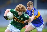 11 April 2018; Paul Walsh of Kerry in action against Shane Lowe of Tipperary during the Electric Ireland Munster GAA Football Minor Championship Quarter-Final match between Tipperary and Kerry at Semple Stadium in Thurles, Co Tipperary. Photo by Matt Browne/Sportsfile