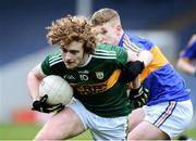 11 April 2018; Paul Walsh of Kerry in action against Shane Lowe of Tipperary during the Electric Ireland Munster GAA Football Minor Championship Quarter-Final match between Tipperary and Kerry at Semple Stadium in Thurles, Co Tipperary. Photo by Matt Browne/Sportsfile Photo by Matt Browne/Sportsfile