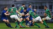 14 April 2018; Noel Reid of Leinster is tackled by Luca Bigi of Benetton Rugby during the Guinness PRO14 Round 20 match between Leinster and Benetton Rugby at the RDS Arena in Dublin. Photo by Ramsey Cardy/Sportsfile