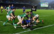 14 April 2018; Barry Daly of Leinster scores his side's second try during the Guinness PRO14 Round 20 match between Leinster and Benetton Rugby at the RDS Arena in Dublin. Photo by Brendan Moran/Sportsfile
