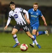 17 April 2018; Jamie McGrath of Dundalk in action against Conor Clifford of Limerick FC during the SSE Airtricity League Premier Division match between Limerick FC and Dundalk at the Markets Field in Limerick. Photo by Diarmuid Greene/Sportsfile