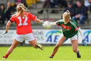 22 April 2018; Sarah Rowe of Mayo in action against Orlagh Farmer of Cork during the Lidl Ladies Football National League Division 1 semi-final match between Cork and Mayo at St Brendan's Park in Birr, Offaly. Photo by Ramsey Cardy/Sportsfile