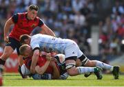 22 April 2018; Keith Earls of Munster is tackled by Donnacha Ryan of Racing 92 during the European Rugby Champions Cup semi-final match between Racing 92 and Munster Rugby at the Stade Chaban-Delmas in Bordeaux, France. Photo by Brendan Moran/Sportsfile