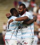 22 April 2018; Yannick Nyanga, left, and Leone Nakawara of Racing 92 after the European Rugby Champions Cup semi-final match between Racing 92 and Munster Rugby at the Stade Chaban-Delmas in Bordeaux, France. Photo by Diarmuid Greene/Sportsfile