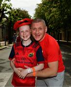 22 April 2018; Munster supporters Saoirse Casey, age 11, along with her father Steve Casey, from Castleconnell, Co. Limerick, prior to the European Rugby Champions Cup semi-final match between Racing 92 and Munster Rugby at the Stade Chaban-Delmas in Bordeaux, France. Photo by Diarmuid Greene/Sportsfile