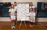 24 April 2018; Winner of the jersey design competition Aoibheann O'Neill, age 10, from Stoneyford, Co Kilkenny, pictured with John West ambassadors, from left, Roscommon ladies footballer Amanda McLoone, Cork hurler Eoin Cadogan and Dublin footballer Paul Mannion at the launch of the John West National Féile Competitions 2018. This is the third year that John West will sponsor the underage sports tournament which is one of the biggest events of its kind. Throughout their sponsorship of the Féile, a focus for John West has been to encourage children to take part and participate in GAA during school and beyond. Croke Park, Dublin. Photo by David Fitzgerald/Sportsfile