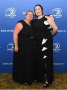 24 April 2018; Rebecca Leggett, left, and Elaine Cully at the awards ball. The Awards, taking place at the InterContinental Dublin and MC’d by Darragh Maloney, were a celebration of the 2017/18 Leinster Rugby season to date and over the course of the evening Leinster Rugby acknowledged the contributions of retirees Isa Nacewa, Richardt Strauss and Jamie Heaslip as well as presenting Leinster Rugby caps to departees Jordi Murphy, Cathal Marsh and Peadar Timmins. Former Leinster and Ireland player Paul McNaughton was inducted into the Guinness Hall of Fame. Some of the other Award winners on the night included; Blackrock College (Deep River Rock School of the Year), Hugh Woodhouse, Mullingar RFC (Beauchamps Contribution to Leinster Rugby Award), MU Barnhall RFC (CityJet Senior Club of the Year), Gorey Community School (Irish Independent Development School of the Year Award), Wicklow RFC (Bank of Ireland Junior Club of the Year) and Nora Stapleton (Energia Women’s Rugby Award). Photo by Ramsey Cardy/Sportsfile