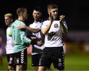 27 April 2018; Oscar Brennan of Bohemians applauds the supporters following the SSE Airtricity League Premier Division match between St Patrick's Athletic and Bohemians at Richmond Park, in Dublin. Photo by Seb Daly/Sportsfile