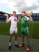 30 April 2018; John Doran of Kildare with Conor Hickey of London of Down during the Christy Ring competition launch at Croke Park in Dublin. Photo by Eóin Noonan/Sportsfile