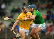 5 May 2018; Nigel Elliott of Antrim, is tackled by Stephen Morris of Meath during the Joe McDonagh Cup Round 1 match between Meath and Antrim at Pairc Táilteann in Navan, Co Meath. Photo by Ray McManus/Sportsfile