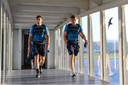 10 May 2018; Robbie Henshaw, left, and Garry Ringrose of Leinster on their arrival into Bilbao Airport ahead of the European Rugby Champions Cup Final on Saturday. Photo by Ramsey Cardy/Sportsfile