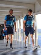 10 May 2018; Robbie Henshaw, left, and Garry Ringrose of Leinster on their arrival into Bilbao Airport ahead of the European Rugby Champions Cup Final on Saturday. Photo by Ramsey Cardy/Sportsfile