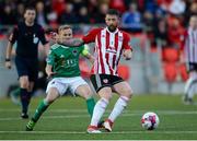 11 May 2018; Rory Patterson of Derry City in action against Conor McCormack of Cork City during the SSE Airtricity League Premier Division match between Derry City and Cork City at Brandywell Stadium, in Derry. Photo by Oliver McVeigh/Sportsfile