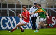 13 May 2018; Ryan Burns of Louth in action against Danny Moran of Carlow during the Leinster GAA Football Senior Championship Preliminary Round match between Louth and Carlow at O'Moore Park in Laois. Photo by Harry Murphy/Sportsfile