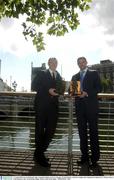 11 August 2003; Steven McDonnell, right, Armagh footballer and Larry Murphy, Wexford Hurler, with their trophies after winning the Vodafone GAA All Stars Players of the Month for July. Westin Hotel, Dublin. Picture credit; David Maher / SPORTSFILE *EDI*