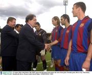 12 August 2003; John Hume, MP, MEP, meets the Barcelona team before the start of the game. Friendly game, Derry City v Barcelona, Brandywell, Derry. Picture credit; David Maher / SPORTSFILE *EDI*