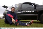 17 August 2003; Republic of Ireland soccer player Robbie Keane launches the New Nike Football Trial Van at Malahide United Football Club, Co. Dublin. Picture credit; Matt Browne / SPORTSFILE *EDI*