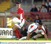 17 August 2003; Ger McCarthy, Shelbourne, in action against Stephen Mullen, Sligo Rovers. FAI Carlsberg Senior Cup Third Round tie, Sligo Rovers v Shelbourne, Showgrounds, Sligo. Picture credit; David Maher / SPORTSFILE *EDI*