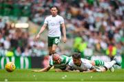 20 May 2018; Sean Maguire of Republic of Ireland XI in action against Scott Brown of Celtic during Scott Brown's testimonial match between Celtic and Republic of Ireland XI at Celtic Park in Glasgow, Scotland. Photo by Stephen McCarthy/Sportsfile