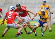 20 May 2018; Conor McGrath of Clare in action against Sean O'Donoghue, left, and Christopher Joyce of Cork during the Munster GAA Hurling Senior Championship Round 1 match between Cork and Clare at Páirc Uí Chaoimh in Cork. Photo by Brendan Moran/Sportsfile