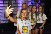 25 May 2018; The 2018 Lidl Teams of the Ladies National Football League awards were presented at Croke Park on Friday, May 25. The best players from the four divisions in the Lidl National Leagues have been selected, following nominations from opposition managers. Players receiving the most votes were selected in their positions on the Lidl Teams of the League. Pictured is Tipperary captain Samantha Lambert taking a photo with her team-mates, from left, Aishling Moloney, Jennifer Grant, Caoimhe Condon, and Maria Curley. Croke Park, Dublin. Photo by Piaras Ó Mídheach/Sportsfile