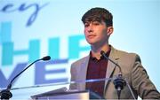 26 May 2018; Cormac Henry from Mayo speaking at the Dermot Earley Youth Leadership Recognition Day at Croke Park in Dublin. Photo by Piaras Ó Mídheach/Sportsfile