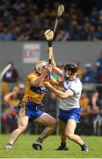 27 May 2018; Conor McGrath of Clare in action against Jamie Barron of Waterford during the Munster GAA Hurling Senior Championship Round 2 match between Clare and Waterford at Cusack Park in Ennis, Co Clare. Photo by Ray McManus/Sportsfile