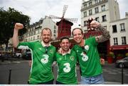 28 May 2018; Republic of Ireland supporters, from left, Alan Moran, with Darragh Mylod, and David Cummins all from Lucan, at Moulin Rouge in Paris prior to the International Friendly match between France and Republic of Ireland at Stade de France in Paris, France. Photo by Stephen McCarthy/Sportsfile