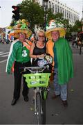 28 May 2018; Republic of Ireland supporters Frankie Murrin, from Killybegs, left, with Bobby Cunningham, from Kilcar, right, with a Parisian in Paris prior to the International Friendly match between France and Republic of Ireland at Stade de France in Paris, France. Photo by Stephen McCarthy/Sportsfile