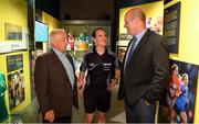 5 June 2018; Celebrating the launch of the new ’20 Years’ annual exhibition at the GAA Museum are from left, former Meath manager Sean Boylan, referee David Coldrick and former Kerry player and GAA Museum Hall of Fame Inductee, Jack O'Shea, at Croke Park in Dublin. The exhibition traces the key moments in GAA and Croke Park history over the past 20 years since the GAA Museum first opened its doors in 1998. Topics covered include the Croke Park redevelopment, the deletion of Rule 21, the suspension of Rule 42 that paved the way for international rugby and soccer to be played in Croke Park, the Special Olympics World Summer Games in 2003 and the GAA 125 festivities in 2009. The exhibition also serves as the throw-in for the GAA Museum’s anniversary programme of events. Details of all the museum’s celebratory activities can be found at www.crokepark.ie/gaamuseum.  Photo by Sam Barnes/Sportsfile