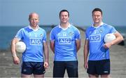 6 June 2018; Former Dublin footballers, from left, Shane Ryan, Ray Cosgrove and Peadar Andrews were on hand to assist AIG, proud supporter of GAA across all codes and all levels in Dublin, with the announcement of their new partnership with the Dublin Masters Football Team. For more info visit the Dublin Masters Facebook page: /dublingaelicmasters. Great South Wall, Poolbeg, Dublin. Photo by David Fitzgerald/Sportsfile